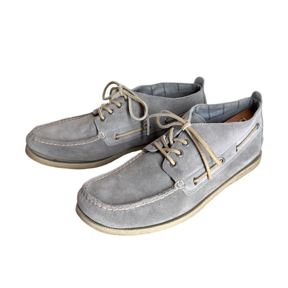 Sperry Top Sider Chukka Boots Size 11 Boat Shoes Gray Suede Leather Moc Toe